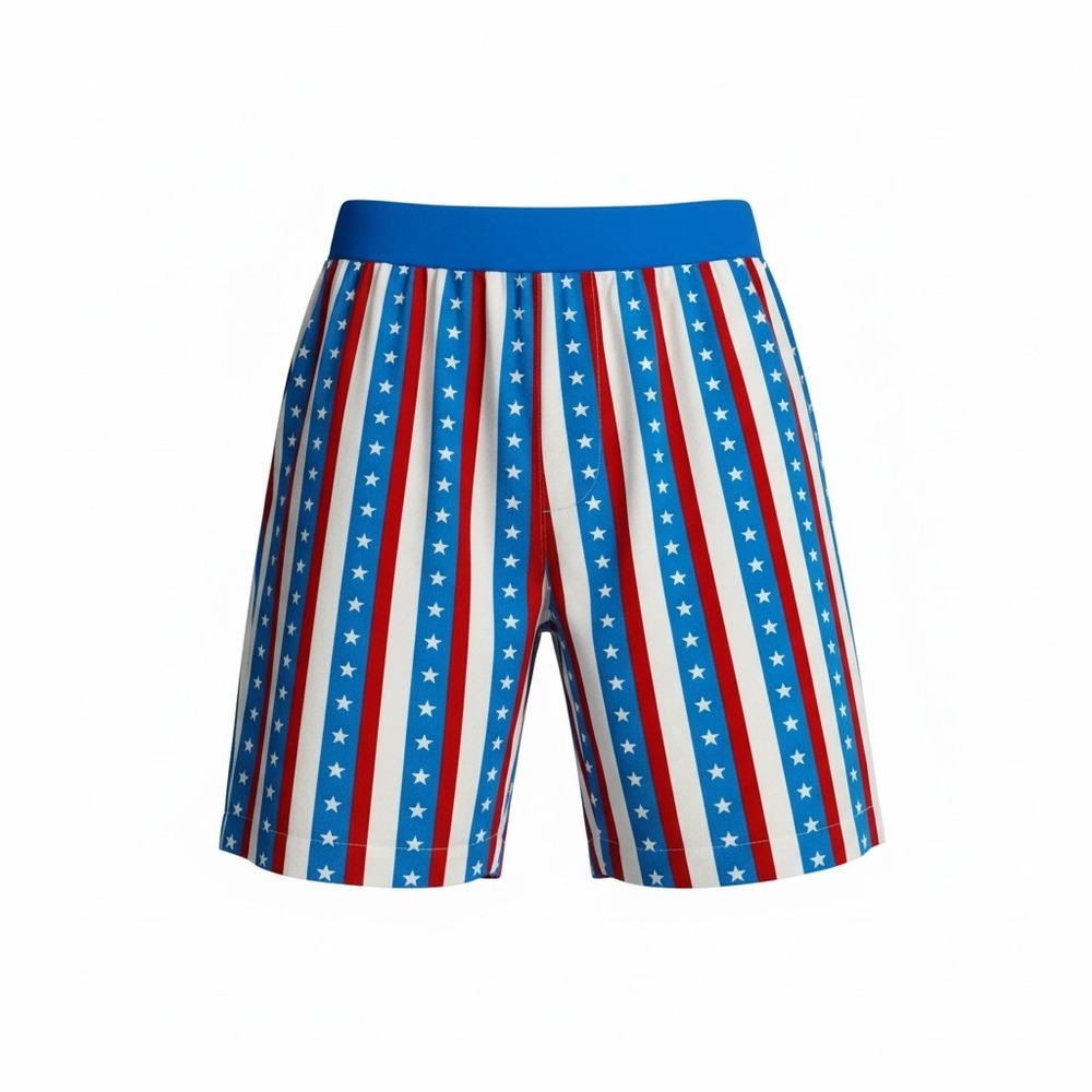 Tipsy Elves Mens American Flag Striped Swim‎ Trunks Shorts Size S
